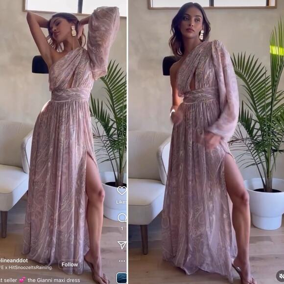 Line & Dot Gianni One Shoulder Maxi Dress Paisley Print - Picture 1 of 11